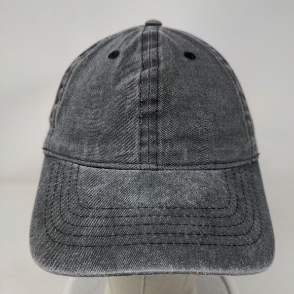 Unbranded Strapback Hat Black Soot Gray OSFM Adjustable Blank - Picture 2 of 7